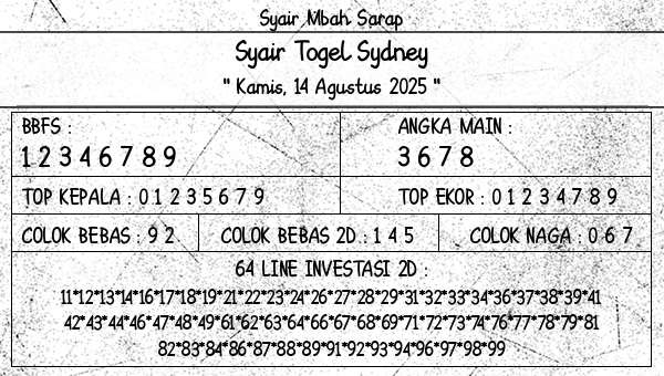 Syair Mbah Sarap - Syair Togel Sydney
